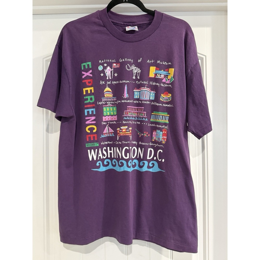 Vintage 90s Washington DC Experience T Shirt XL Hanes Single Stitch Purple